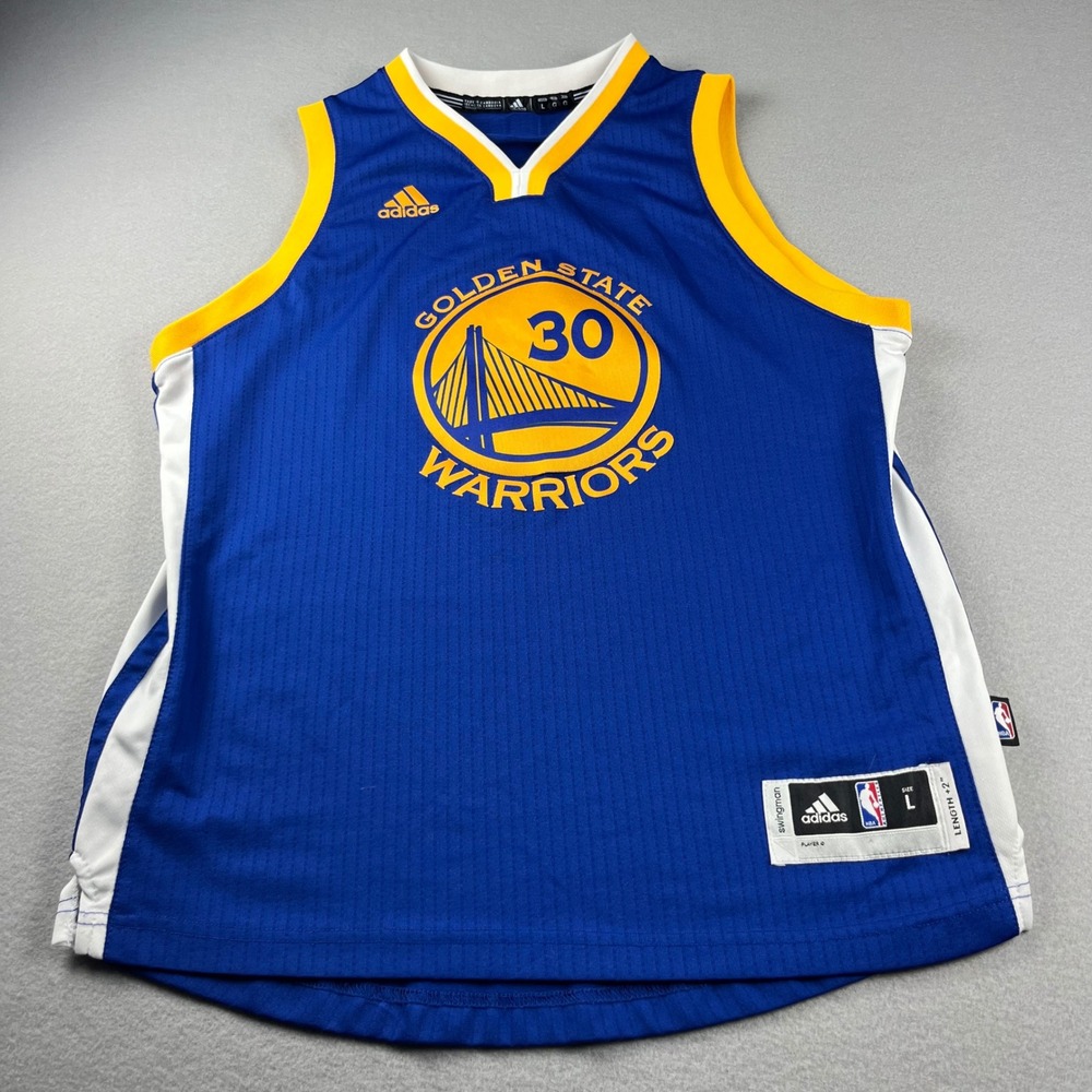 Adidas Stephen Curry Golden State Warriors Jersey Youth Large Blue NBA Swingman